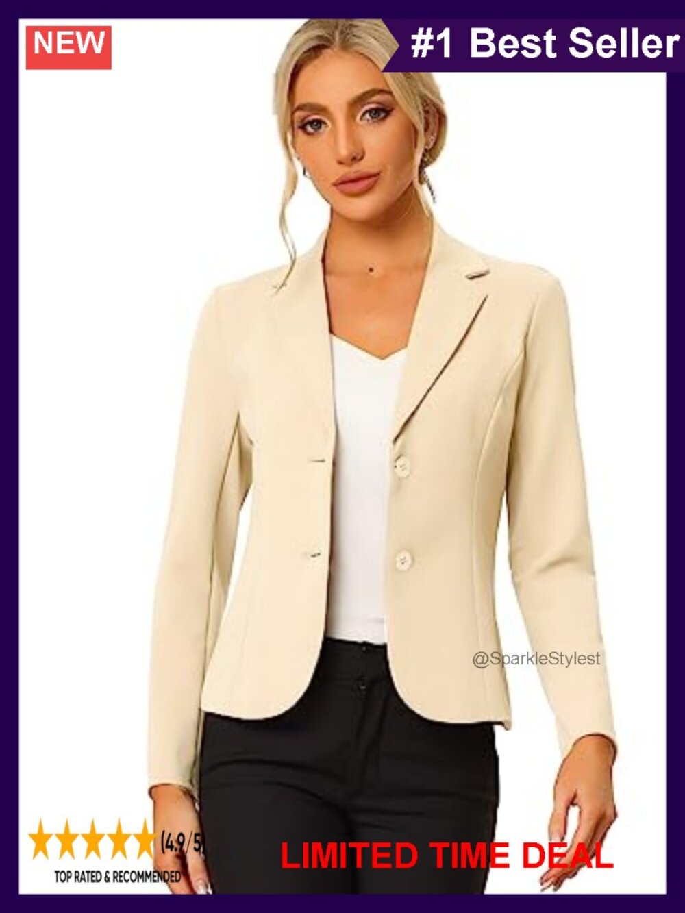Knit Stretchy Notch Lapel Long Sleeve Work Office Blazer